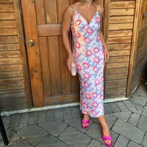 REVOLVE Pink and Blue Geometric Maxi Dress